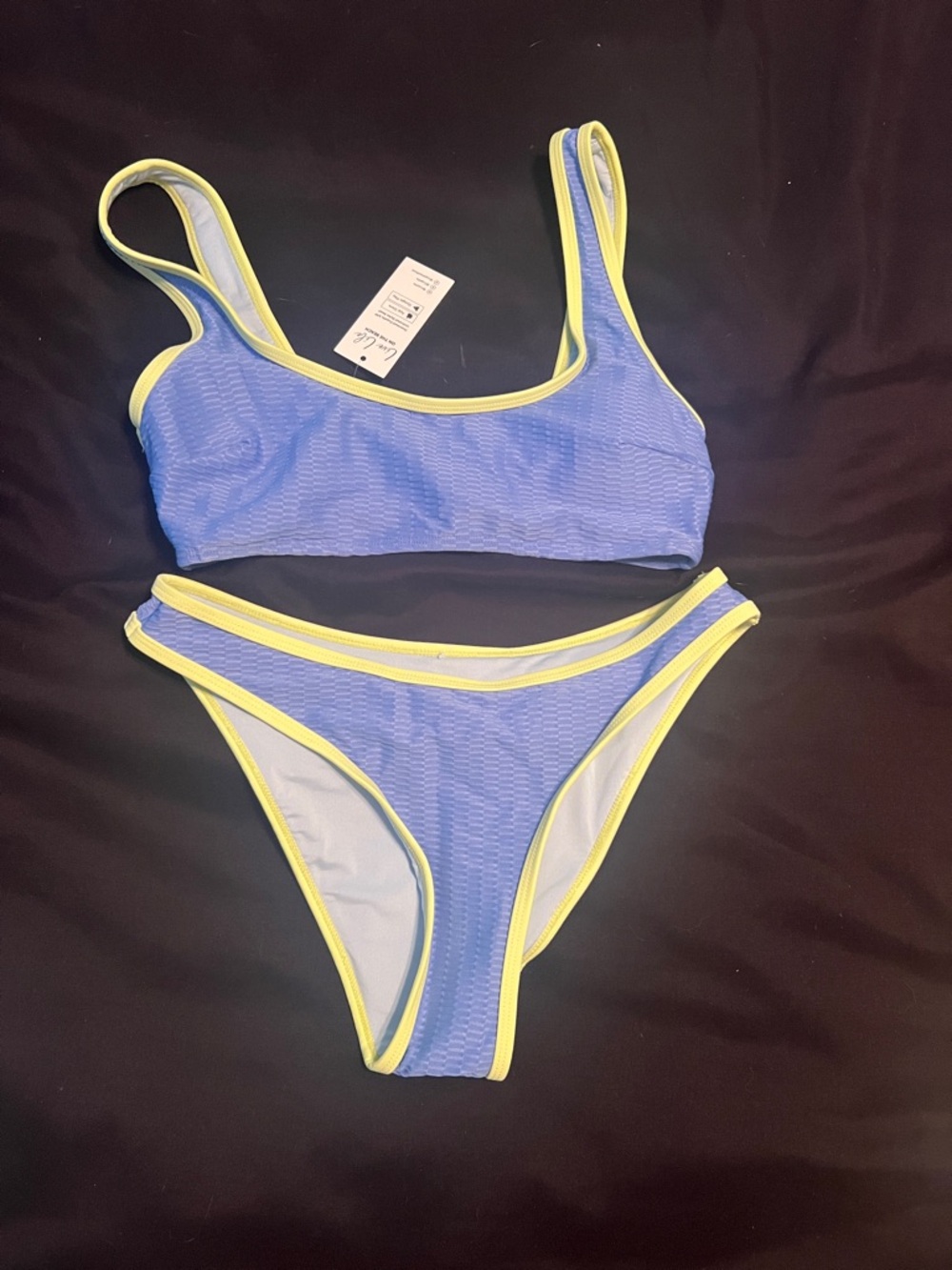 Zaful Blue and Yellow Ribbed Bikini Set